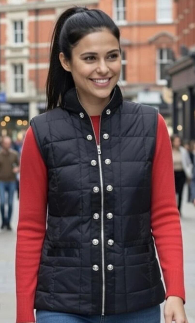 Ciao Milano Celia Goose Down Vest Black Hooded Puffer Sleeveless Women's L